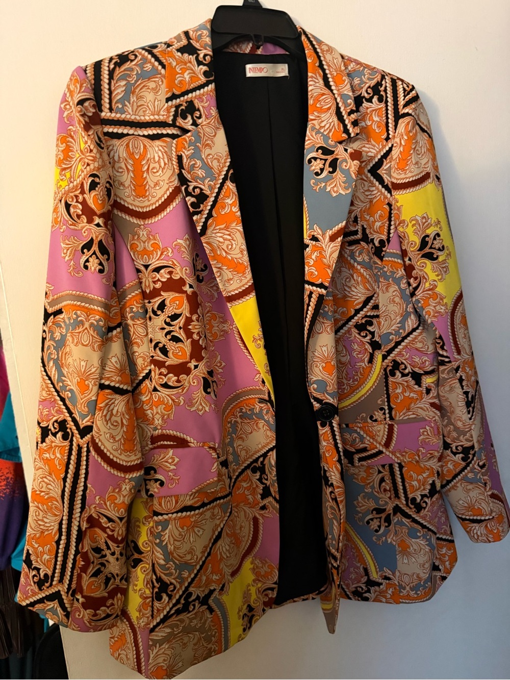 Nino Printed Multi-Color Statement Blazer - Pink, Orange & Yellow